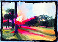 Sunset on the Heath — original oil painting on handmade paper
